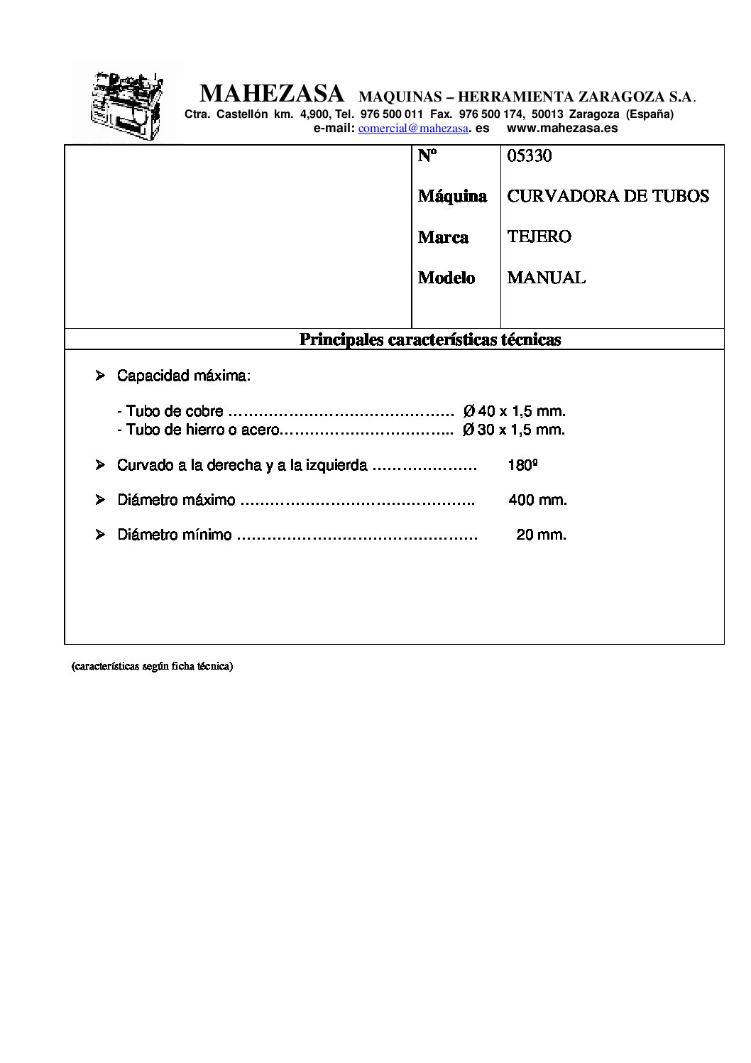 CURVADORA TEJERO MANUAL 05330