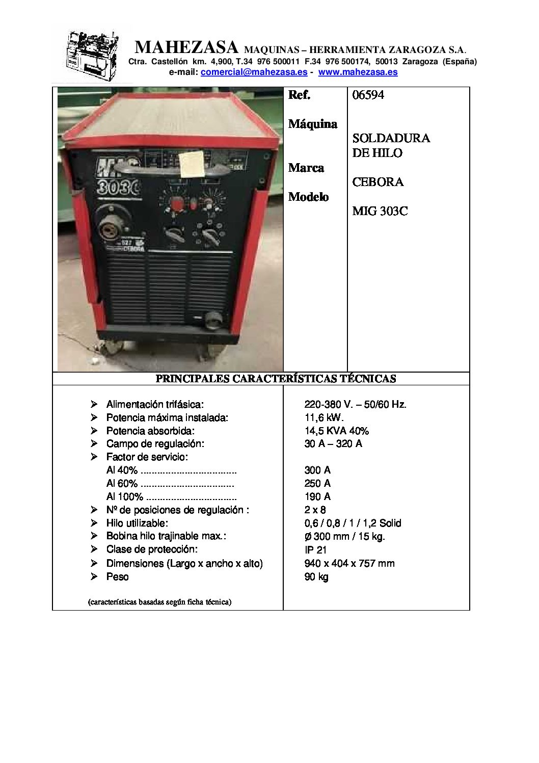 SOLDADURA DE HILO CEBORA MIG 303 S CARRO SEPARADO 06594